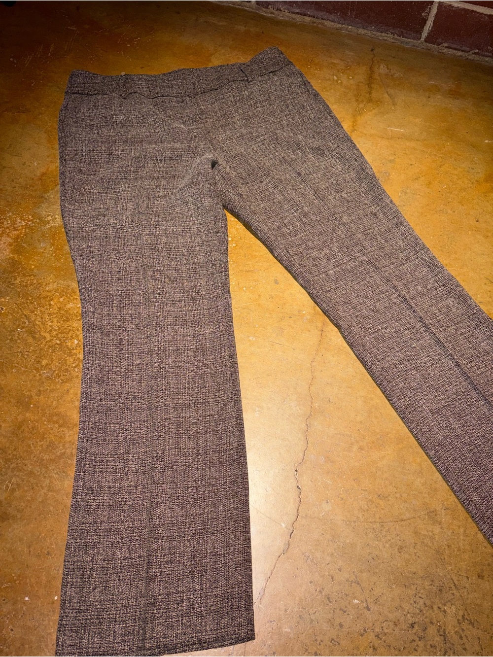 Tailored Brown Textured Boot-Cut Pants for Women
